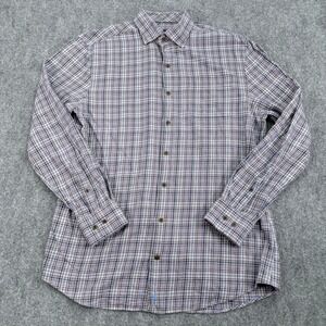 Johnnie O Shirt Mens‎ Medium Gray Plaid Terry Top Shelf Long Sleeve Button Up